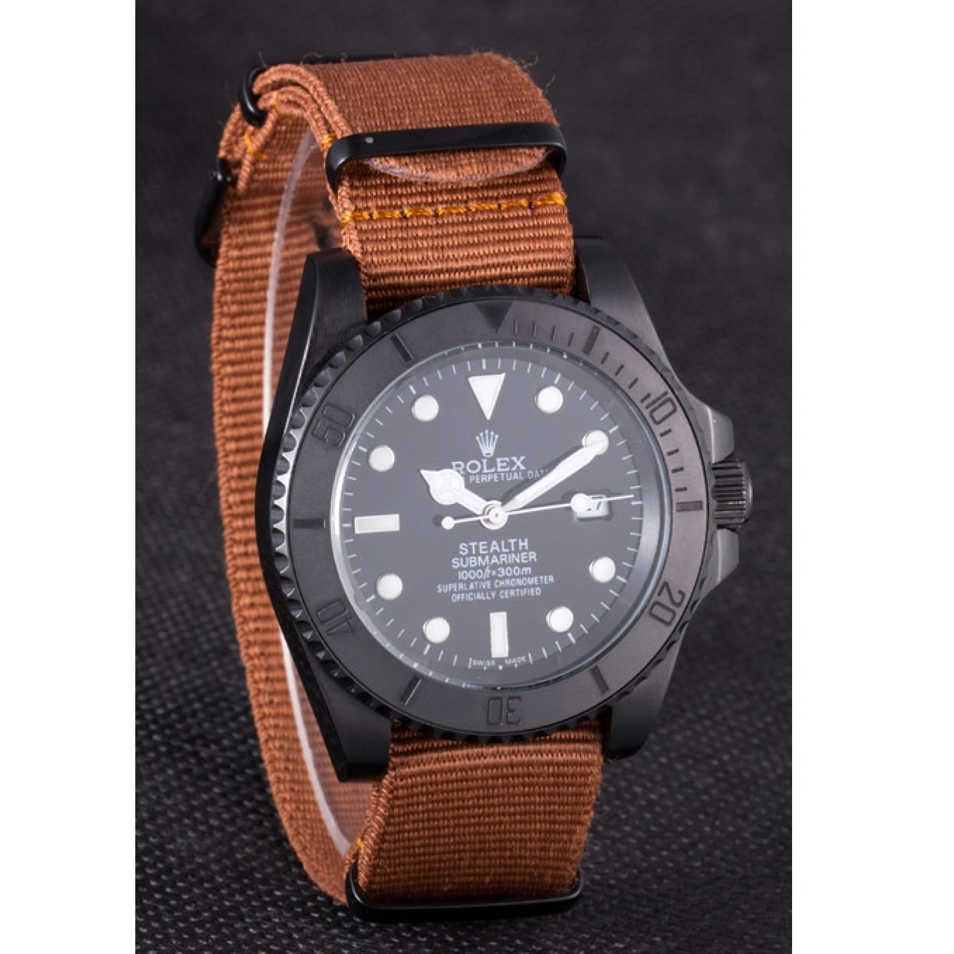MiroTime 1013 Rolex Submariner STEALTH MK IV Brown Fabric Band rl426 621388